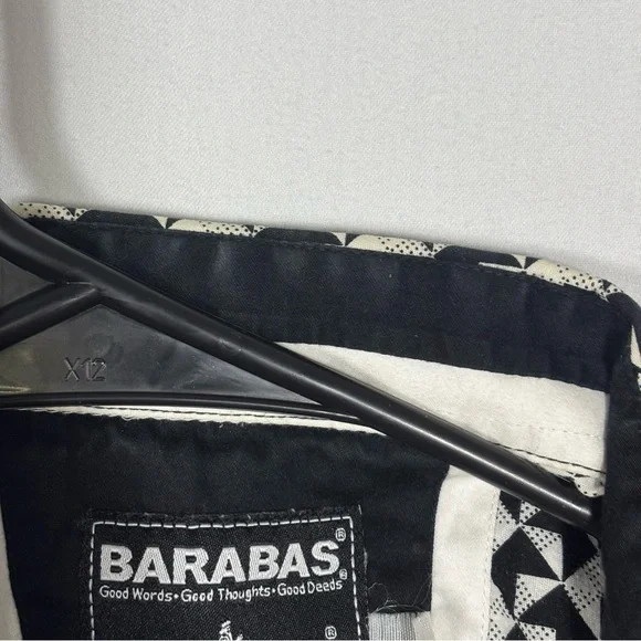 Barabas Button Down Black White Geometric Long Sleeve Shirt Men’s Sz. M - Picture 6 of 6